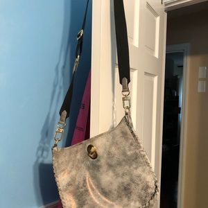 Gun metal leather crossbody